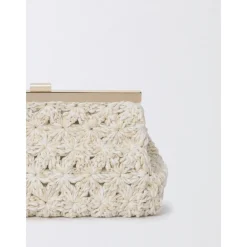 Fabiana Filippi Clutch*Raffia Blomster Clutch Elegant Skuldertaske Beige