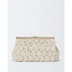 Fabiana Filippi Clutch*Raffia Blomster Clutch Elegant Skuldertaske Beige
