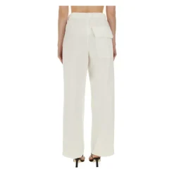 Victoria Beckham Bukser*Relaxed Fit Bukser med Snøre i Taljen Hvid
