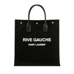 Saint Laurent Indkøbstasker*Rive Gauche Logo Tote Bag Sort