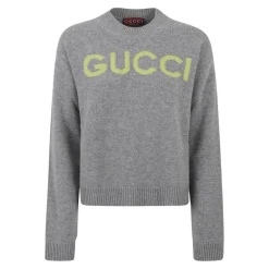 Gucci Striktrøjer & Sweatere*Rundhalset uldsweater Grå