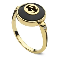 Gucci Smykker*Sammensatte ring i t d, onyx og diamant Gul