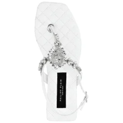 Philipp Plein Sandaler*Sandals Flat Crystal Skull with Crystals Hvid