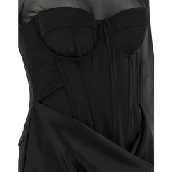 ROTATE Birger Christensen Kjoler*Satin Corset Mini Dress Sort