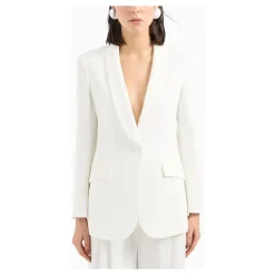 Emporio Armani Jakker*Satin Shawl Krave Knap Jakke Hvid