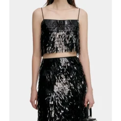 Self Portrait Nederdele*Sequin Midi Skirt Sort