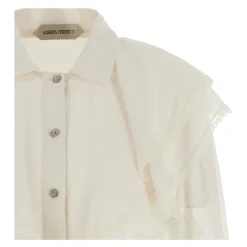 Alberta Ferretti Bluser & Skjorter*Silk Creponne Ruffle Blouse Beige