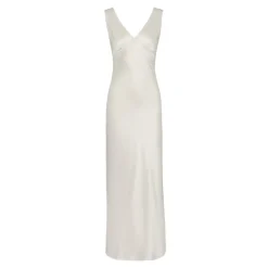 ENVELOPE 1976 Kjoler*Silkekjole med V-udskæring Beige