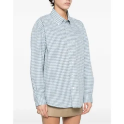 Dunst Bluser & Skjorter*Skjorte i ternet bomuld Blå