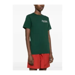 Sporty & Rich T-Shirts*Skovt logo print rund hals t-shirt Grøn