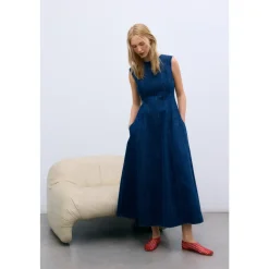 The New Society Kjoler*Sleeveless Long Denim Dress Blå