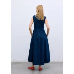 The New Society Kjoler*Sleeveless Long Denim Dress Blå
