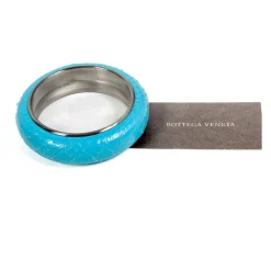 Bottega Veneta Smykker*Sølv Slange Læderarmbånd Blå