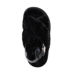 Moncler Sandaler*Solarisse flade sandaler i imiteret pels Sort