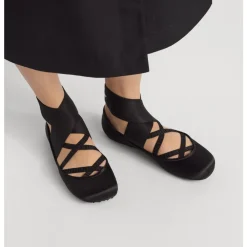 Dior Ballerina Sko*Ballet Flat Elastikrem Sort