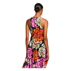 Essentiel Antwerp Kjoler*Sort blomstret lang silkekjole Multifarvet