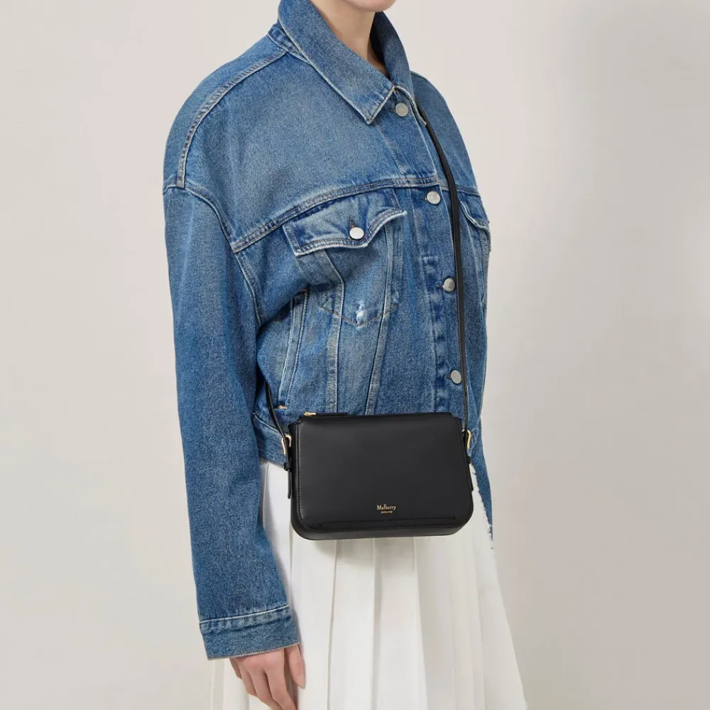 Mulberry Skuldertasker*Clovelly Pung med Lynlås Lukning Sort
