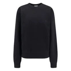 Saint Laurent Sweatshirts*Crew-neck Sweater med Cassandre Broderi Sort