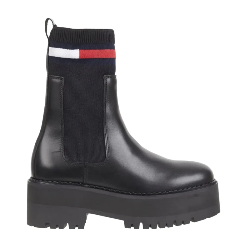 Tommy Jeans Chelsea Boots*Flatform Chelsea Sock Ankelstøvler Sort
