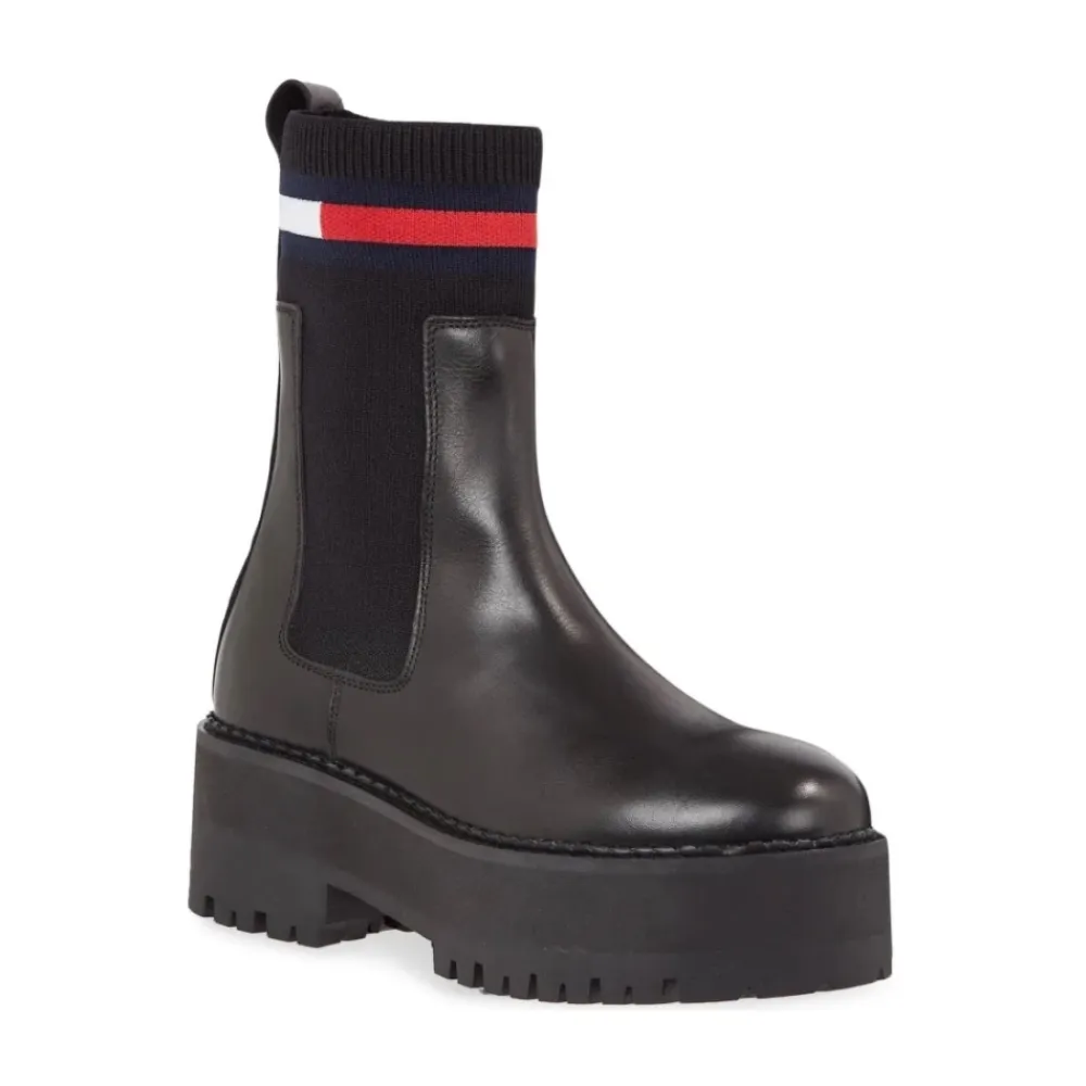 Tommy Jeans Chelsea Boots*Flatform Chelsea Sock Ankelstøvler Sort