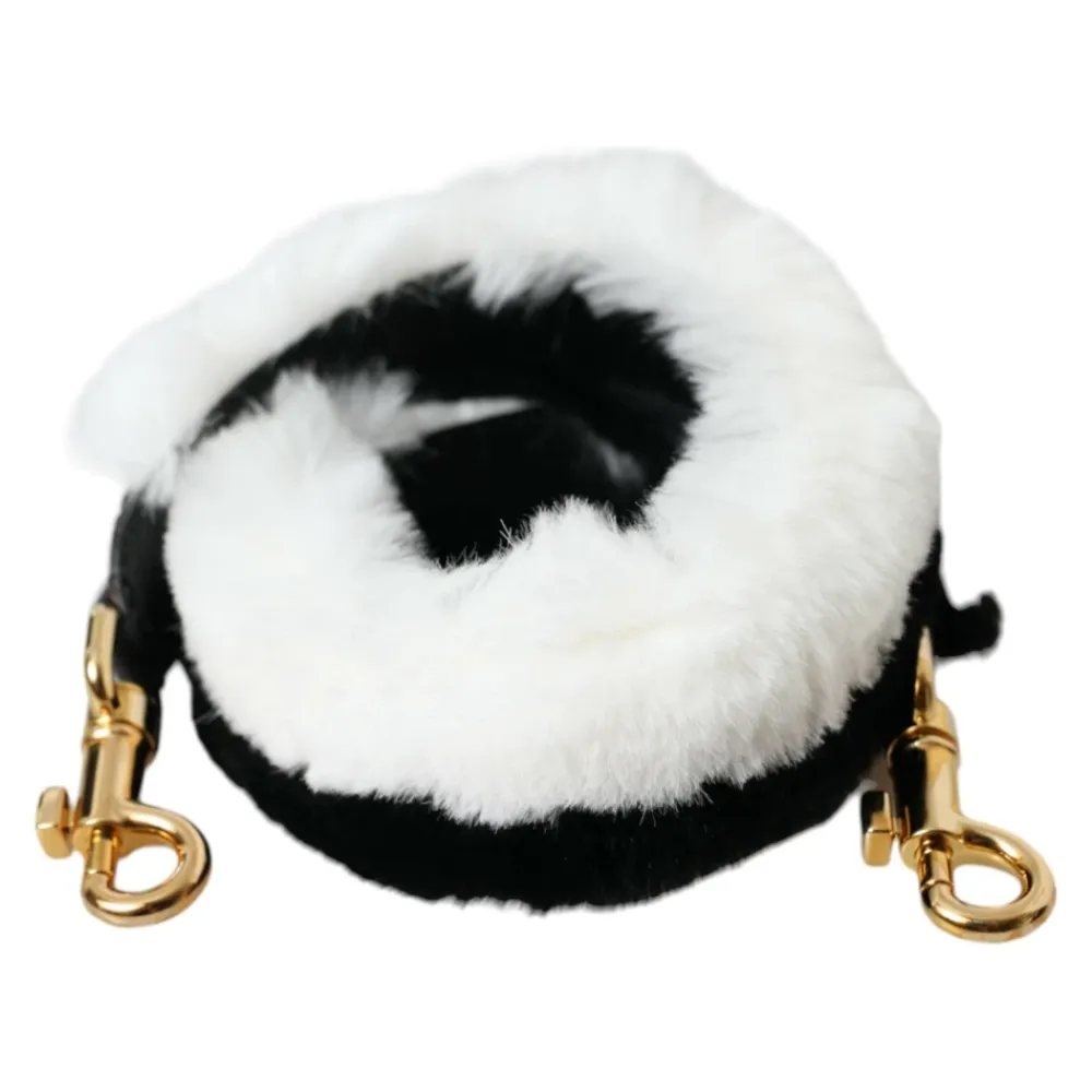 Dolce & Gabbana Tilbehør Til Tasker*Hvid Lapland Pels Skulderrem Sort