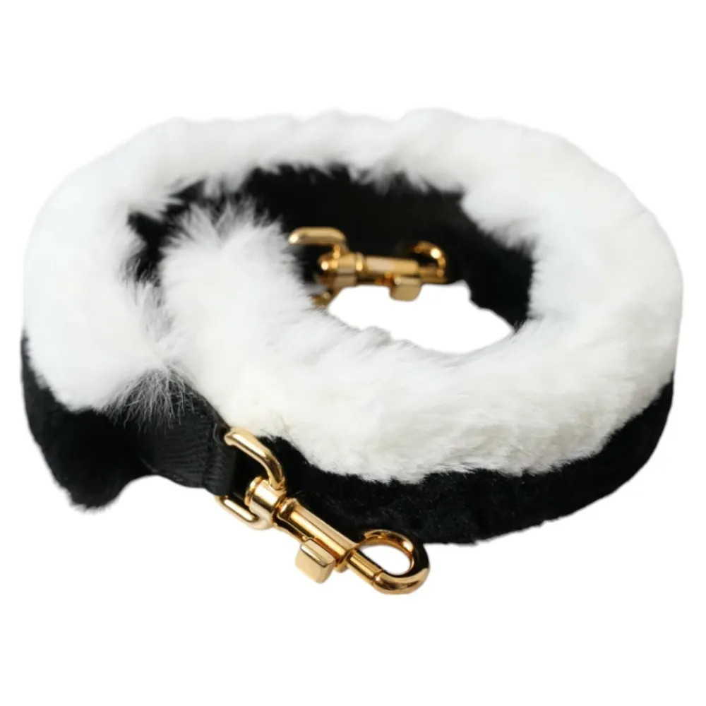 Dolce & Gabbana Tilbehør Til Tasker*Hvid Lapland Pels Skulderrem Sort