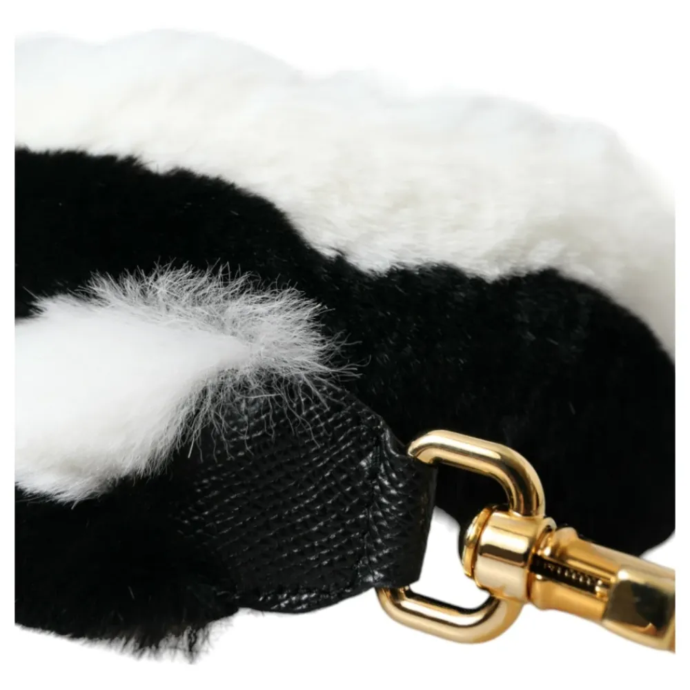 Dolce & Gabbana Tilbehør Til Tasker*Hvid Lapland Pels Skulderrem Sort