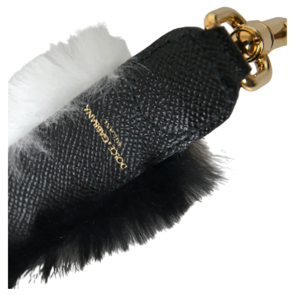 Dolce & Gabbana Tilbehør Til Tasker*Hvid Lapland Pels Skulderrem Sort