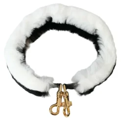 Dolce & Gabbana Tilbehør Til Tasker*Hvid Lapland Pels Skulderrem Sort
