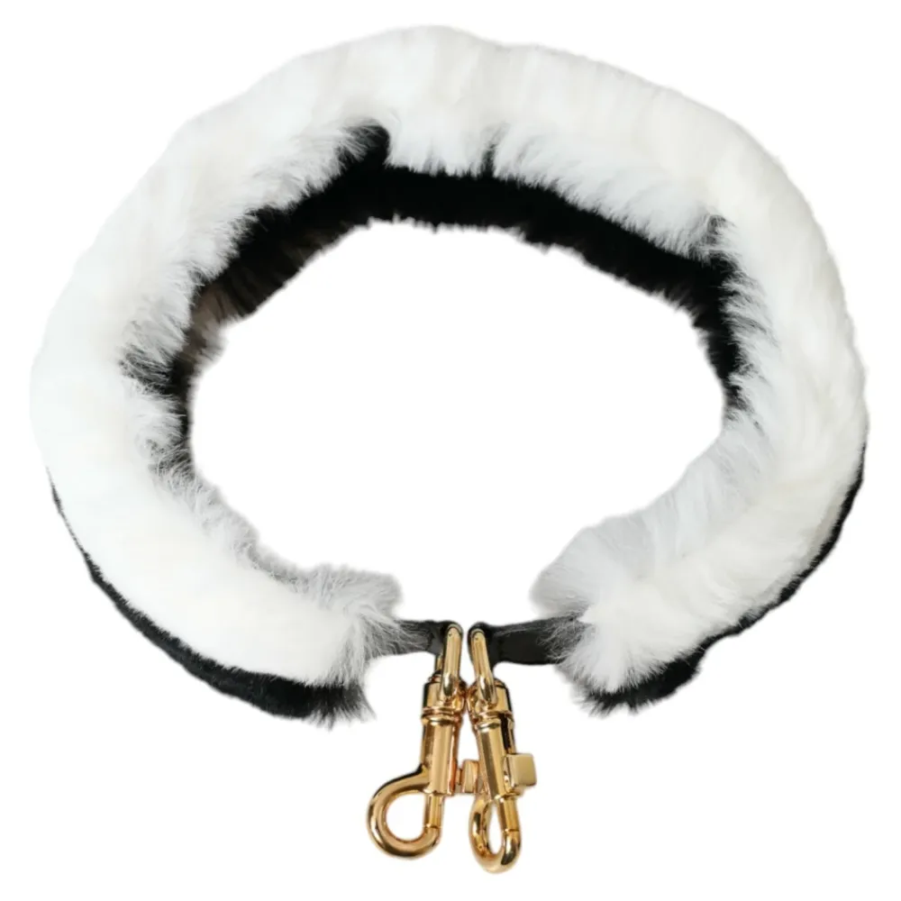 Dolce & Gabbana Tilbehør Til Tasker*Hvid Lapland Pels Skulderrem Sort