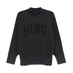 Anine Bing Sweatshirts*Jersey Sweatshirt med Logo Print Sort