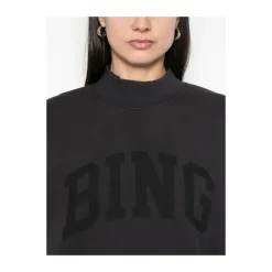 Anine Bing Sweatshirts*Jersey Sweatshirt med Logo Print Sort