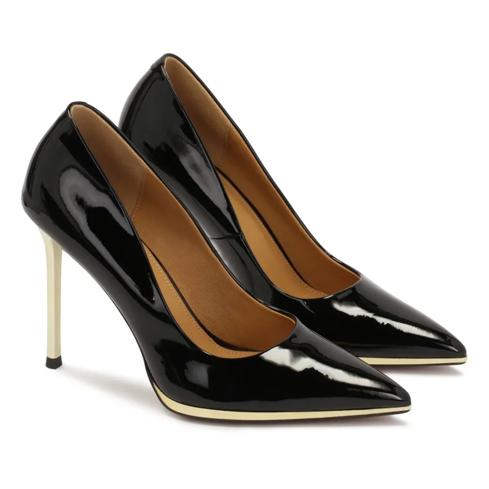 Kazar Pumps*lakerede pumps med guld hæl Sort