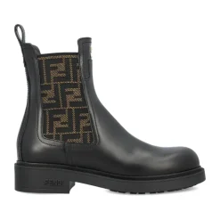 Fendi Chelsea Boots*Læder FF Mønster Støvler Sort