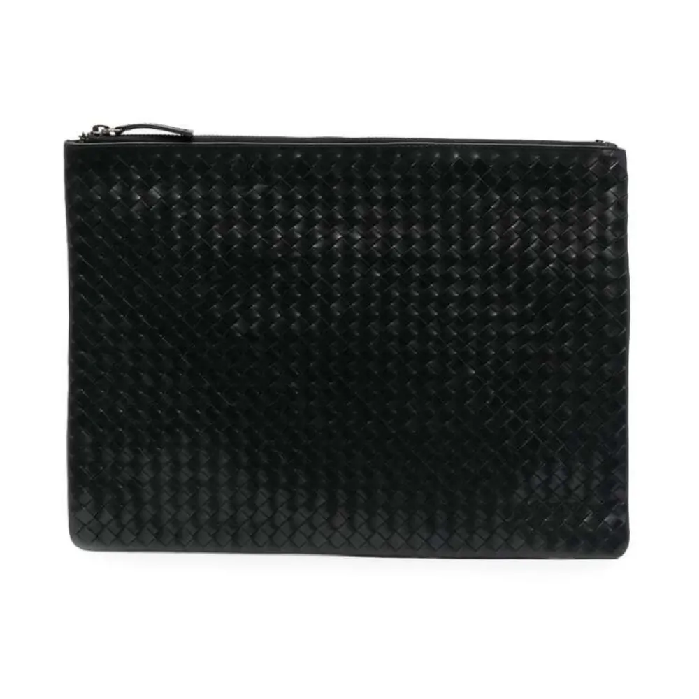 Dragon Diffusion Clutch*Læder Flettet Top Lynlås Taske Sort