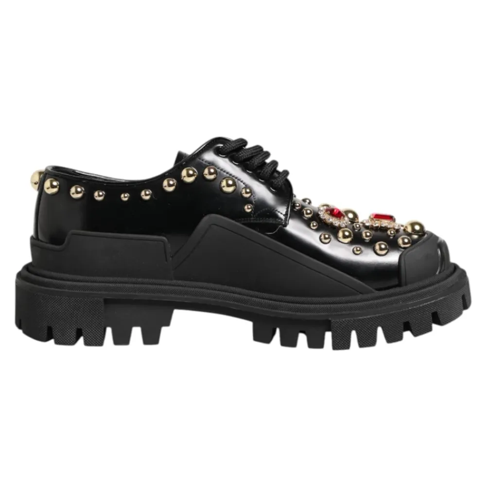 Dolce & Gabbana Snøresko*læder juvel Derby sko Sort