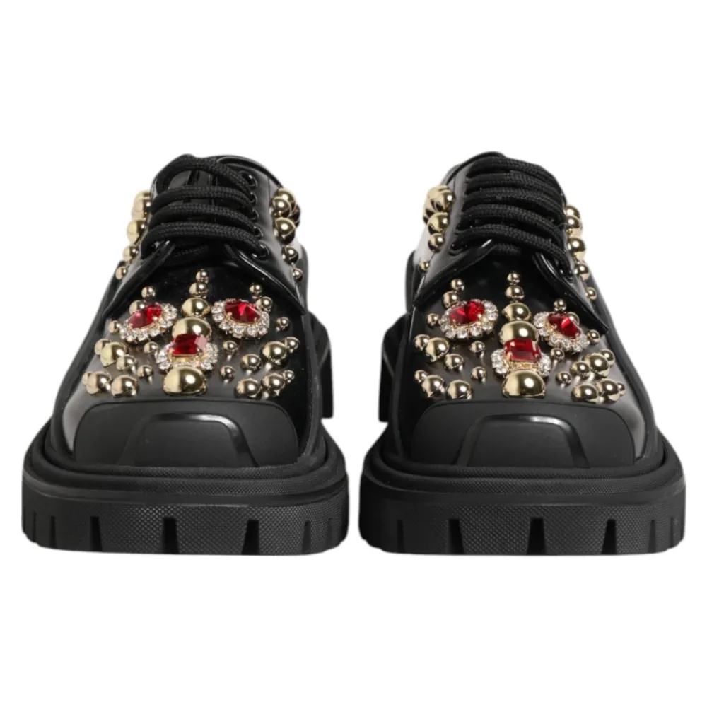 Dolce & Gabbana Snøresko*læder juvel Derby sko Sort