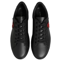 Dolce & Gabbana Snøresko*læder krystalhjerte sneakers Sort