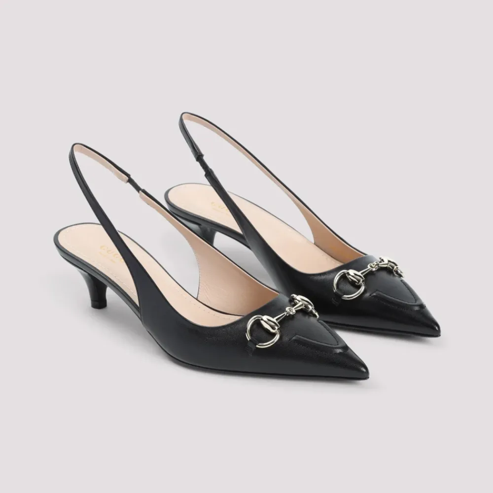 Gucci Pumps|Stiletter*læder slingback med Horsebit detalje Sort