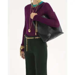 Chloé Indkøbstasker*læderhåndtaske med kædehanke Sort