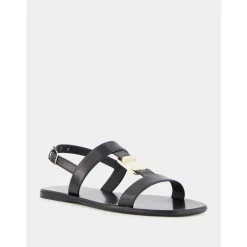 Ferragamo Sandaler*lædersandal med gyldne detaljer Sort