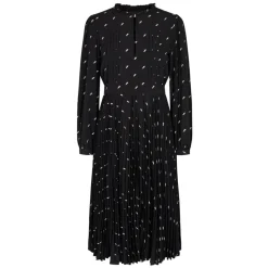 Sofie Schnoor Kjoler*Midi Kjole med Puf Ærmer og Plisseret Nederdel Sort