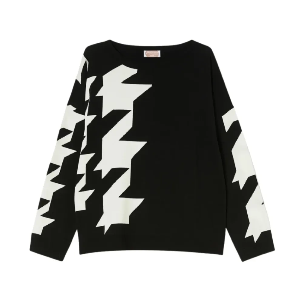 Marina Rinaldi Sweatshirts*og hvid dame sweater Cottage model Sort