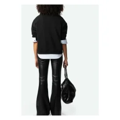 Zadig & Voltaire Sweatshirts*Oversize Love Yourself Sweatshirt med Rhinestones Sort