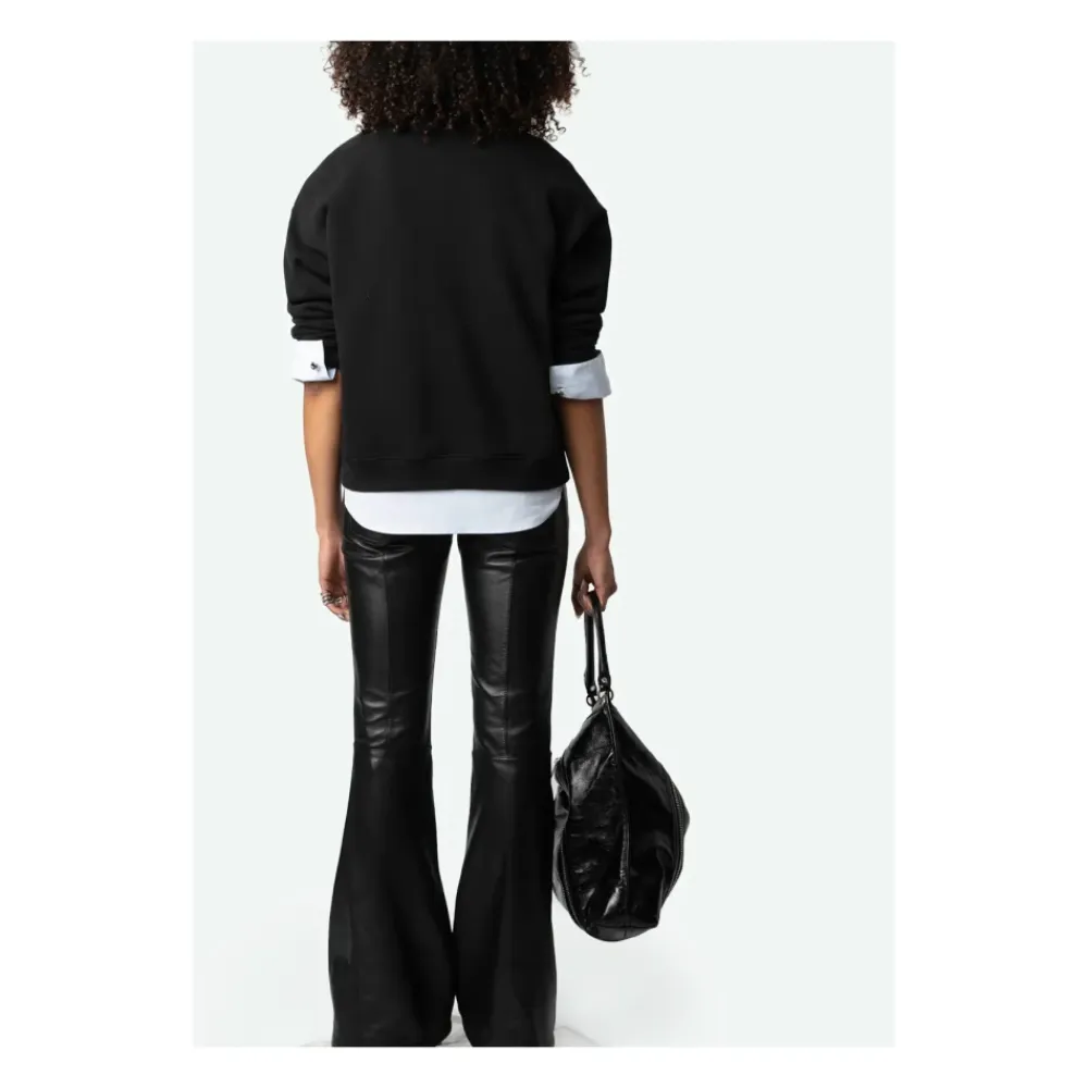 Zadig & Voltaire Sweatshirts*Oversize Love Yourself Sweatshirt med Rhinestones Sort