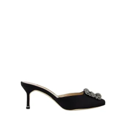 Manolo Blahnik Stiletter*Satin Juvel Muldyr Sort