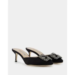 Manolo Blahnik Stiletter*Satin Juvel Muldyr Sort