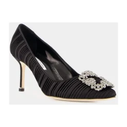 Manolo Blahnik Pumps|Stiletter*Satin Krystal Spænde Pumps Sort