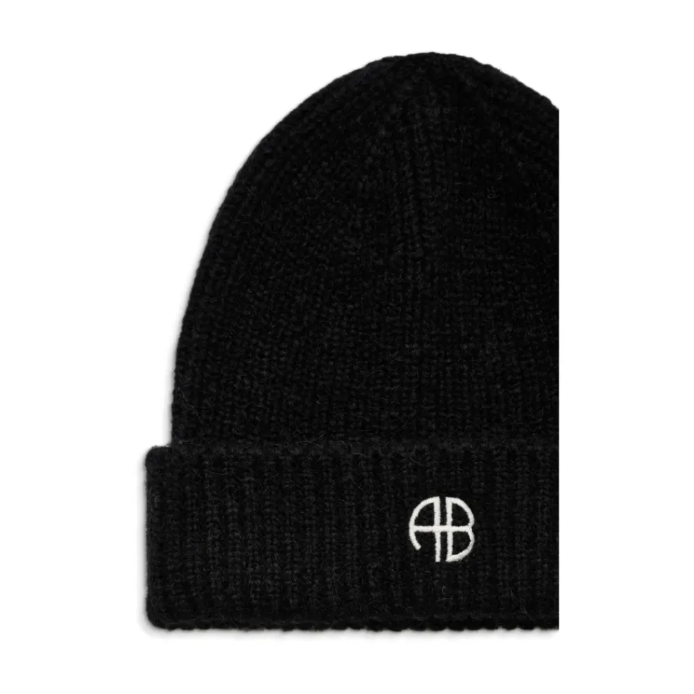 Anine Bing Huer & Kasketter*Strik Hue med Logo Broderi Sort