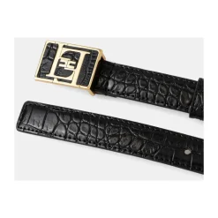 Elisabetta Franchi Bælter*Syntetisk Læderbælte med Spænde Lukning Sort